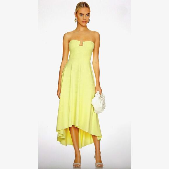 Susana Monaco Strapless High-Low Wired Midi Dress Pale Lime S - Picture 1 of 13